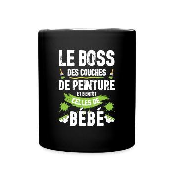 Annonce Grossesse Papa Peintre Bâtiment Humour - Mug uni - noir - Devant