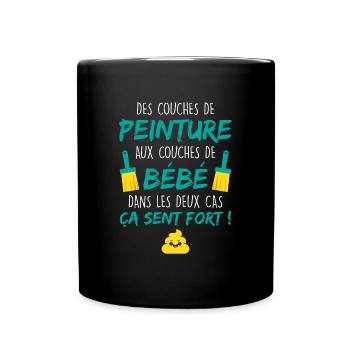 Annonce Grossesse Papa Peintre Bâtiment Humour - Mug uni - noir - Devant