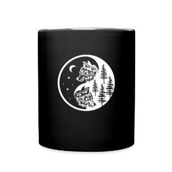 Wolf YinYang Howling Wilderness Wild Animal - Full Colour Mug - black - Front