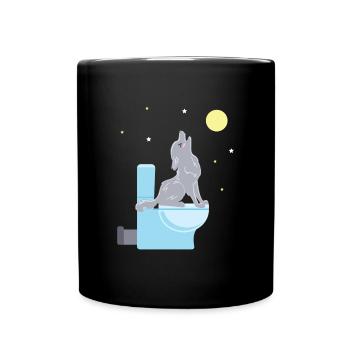 Wolf Toilet Toilet Howling Wilderness Wild Animal - Full Colour Mug - black - Front