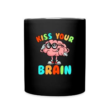 Küss dein Gehirn, s��er Lehrer zur�ck in die Schul - Tasse einfarbig - Schwarz - Vorne