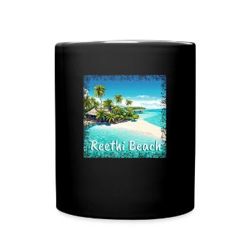 Ambiance estivale aux Maldives: Reethi Beach dans le Gru - Mug uni - noir - Devant