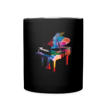 Buntes Piano Klavier Noten - Tasse einfarbig - Schwarz - Vorne