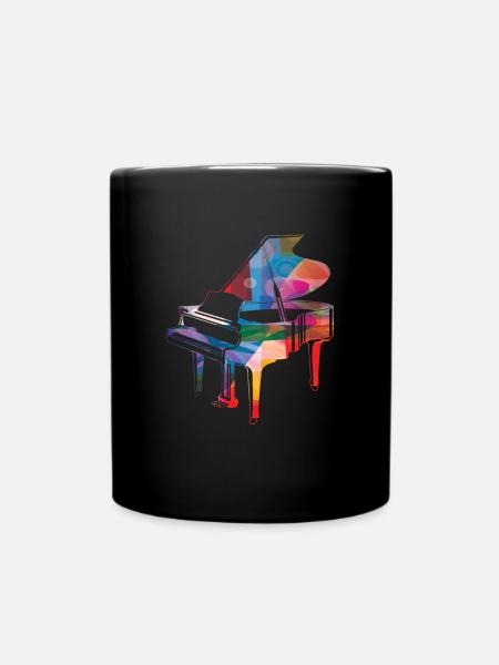 Buntes Piano Klavier Noten - Tasse einfarbig - Schwarz