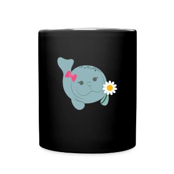 Seekuh Süße Manatee Manati Seekühe - Tasse einfarbig - Schwarz - Vorne
