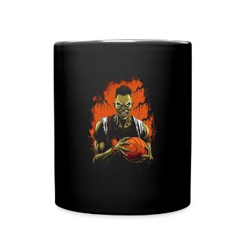 Creepy Basketball Player Halloween Zombie - Full Colour Mug - black - Front