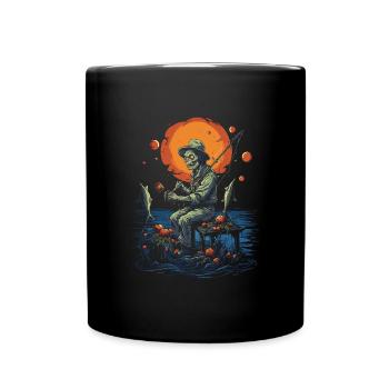 Creepy angler creepy Halloween fisherman - Full Colour Mug - black - Front