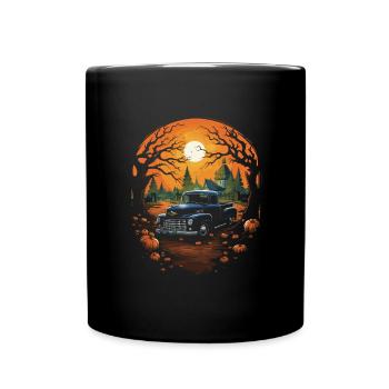 Pickup Truck Spitty Car Art for Halloween - Full Colour Mug - black - Front
