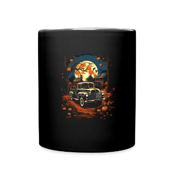 Pickup Truck Spitty Car Art for Halloween - Full Colour Mug - black - Front