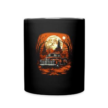 Pickup Truck Spitty Car Art for Halloween - Full Colour Mug - black - Front
