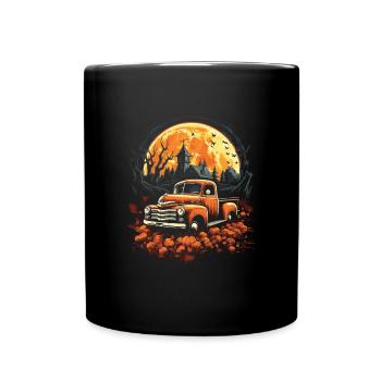 Pickup Truck Spitty Car Art for Halloween - Full Colour Mug - black - Front