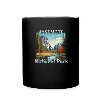 USA Yosemite National Park Sierra Nevada Bunt Cool - Tasse einfarbig - Schwarz - Vorne