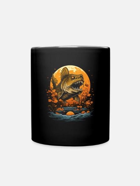 Gruselige Gewässer zum Angeln Halloween Fischen - Tasse einfarbig - Schwarz
