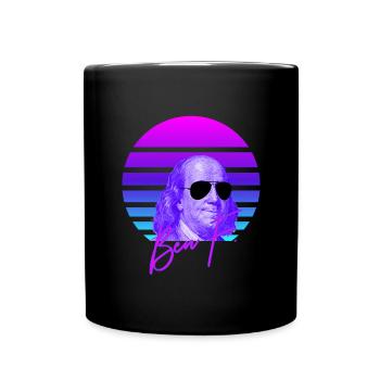Ben Franklin Vaporwave Amerikanische Geschichte Fr - Tasse einfarbig - Schwarz - Vorne