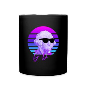 George Washington Vaporwave American History - Full Colour Mug - black - Front