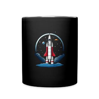 Vintage Raketen Weltraum Logo Space Rocket - Full Colour Mug - black - Front