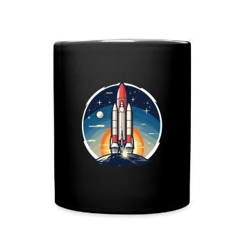 Vintage Raketen Weltraum Logo Space Rocket - Full Colour Mug - black - Front