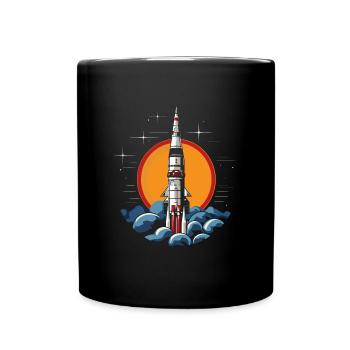 Vintage Raketen Weltraum Logo Space Rocket - Full Colour Mug - black - Front