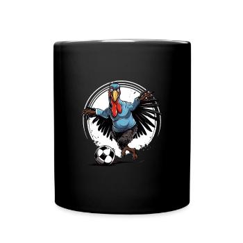 Truthahn spielt Fußball für Thanksgiving Fußballer - Tasse einfarbig - Schwarz - Vorne