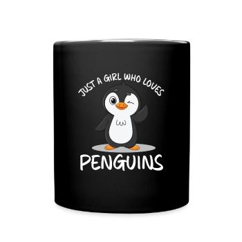 Nur ein Mädchen, das Pinguine liebt, lieben Pingui - Tasse einfarbig - Schwarz - Vorne
