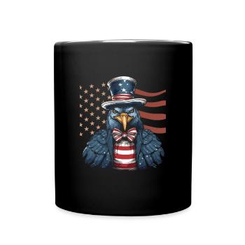 Thanksgiving American Pilgrim Turkey - Full Colour Mug - black - Front