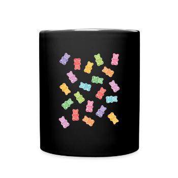 Gummibären Fruchtgummi Süßigkeit Süßes - Tasse einfarbig - Schwarz - Vorne