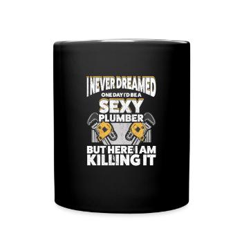 Hot Plumbing Professional Stylish Sexy Plumber - Full Colour Mug - black - Front