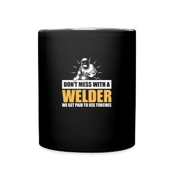 Welder Warning – Experts with Torches - Full Colour Mug - black - Front