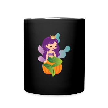 Mermaid Pumpkin Halloween Costume - Mug uni - noir - Devant