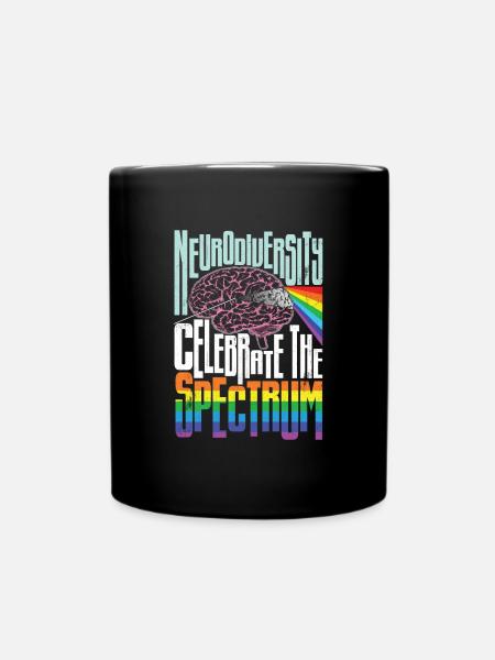 Neurodiversity celebrates the spectrum of autism - Full Colour Mug - black