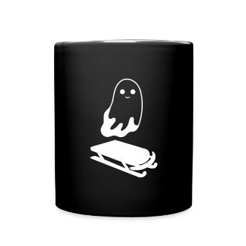 Ghost reitet einen schlitten lustigen Halloween -S - Tasse einfarbig - Schwarz - Vorne