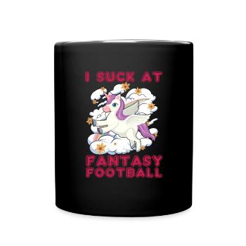 Ich lutsche am Einhornfußball der Fantasy -Fußball - Tasse einfarbig - Schwarz - Vorne