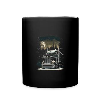 Weihnachts Lkw Fahrer Weihnachten Sattelschlepper - Tasse einfarbig - Schwarz - Vorne
