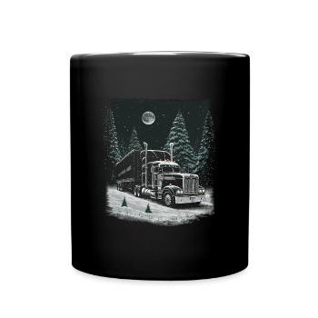 Weihnachts Lkw Fahrer Weihnaten Sattelschlepper - Tasse einfarbig - Schwarz - Vorne