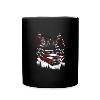 Ambiance nostalgique de Noël : camion vintage - Mug uni - noir - Devant