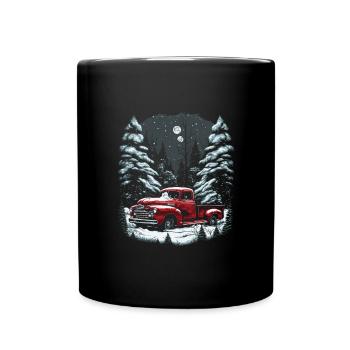 Ambiance nostalgique de Noël : camion vintage - Mug uni - noir - Devant