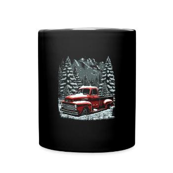 Nostalgic Christmas spirit: vintage truck - Full Colour Mug - black - Front