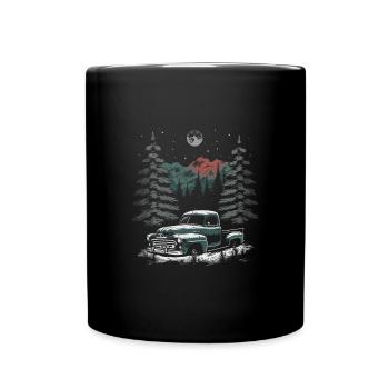 Ambiance nostalgique de Noël : camion vintage - Mug uni - noir - Devant