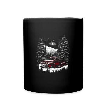 Ambiance nostalgique de Noël : camion vintage - Mug uni - noir - Devant