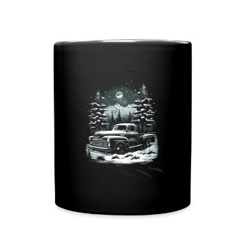 Ambiance nostalgique de Noël : camion vintage - Mug uni - noir - Devant
