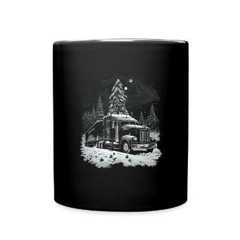 Weihnachts Lkw Fahrer Weihnaten Sattelschlepper - Tasse einfarbig - Schwarz - Vorne