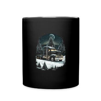 Weihnachts Lkw Fahrer Weihnaten Sattelschlepper - Tasse einfarbig - Schwarz - Vorne