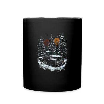 Ambiance nostalgique de Noël : camion vintage - Mug uni - noir - Devant