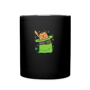 Chat au chapeau vert Fête de la Saint-Patrick - Mug uni - noir - Devant