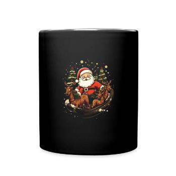 Verbreiten Sie Weihnachtsfreude mit Santa Claus - Tasse einfarbig - Schwarz - Vorne