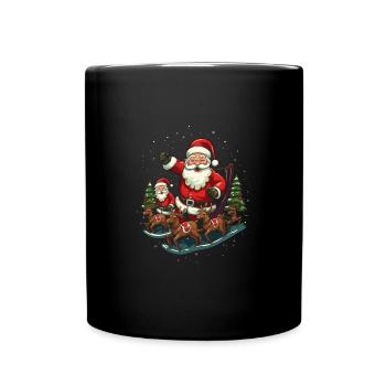 Verbreiten Sie Weihnachtsfreude mit Santa Claus - Tasse einfarbig - Schwarz - Vorne