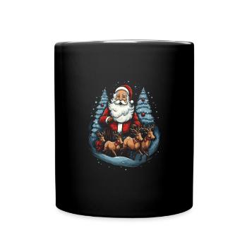 Verbreiten Sie Weihnachtsfreude mit Santa Claus - Tasse einfarbig - Schwarz - Vorne