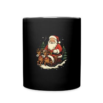 Verbreiten Sie Weihnachtsfreude mit Santa Claus - Tasse einfarbig - Schwarz - Vorne