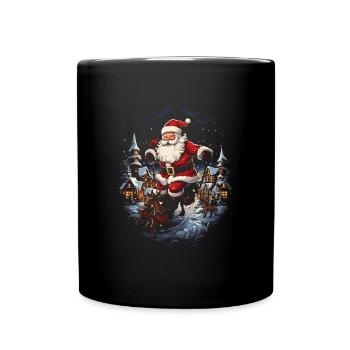 Verbreiten Sie Weihnachtsfreude mit Santa Claus - Tasse einfarbig - Schwarz - Vorne