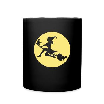 Hexe Retro Vintage Halloween - Tasse einfarbig - Schwarz - Vorne